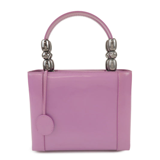 Christian Dior Maris Pearl Patent Leather Hand Bag Purple Rovelle Bags