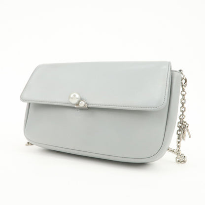 Christian Dior Leather Chain Shoulder Bag Light Blue 112-Ma-0174 Rovelle Bags