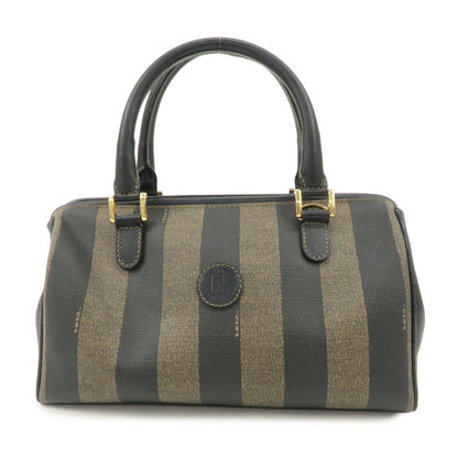 FENDI Pequin PVC Canvas Hand Bag Boston Bag Black Brown Rovelle Bags