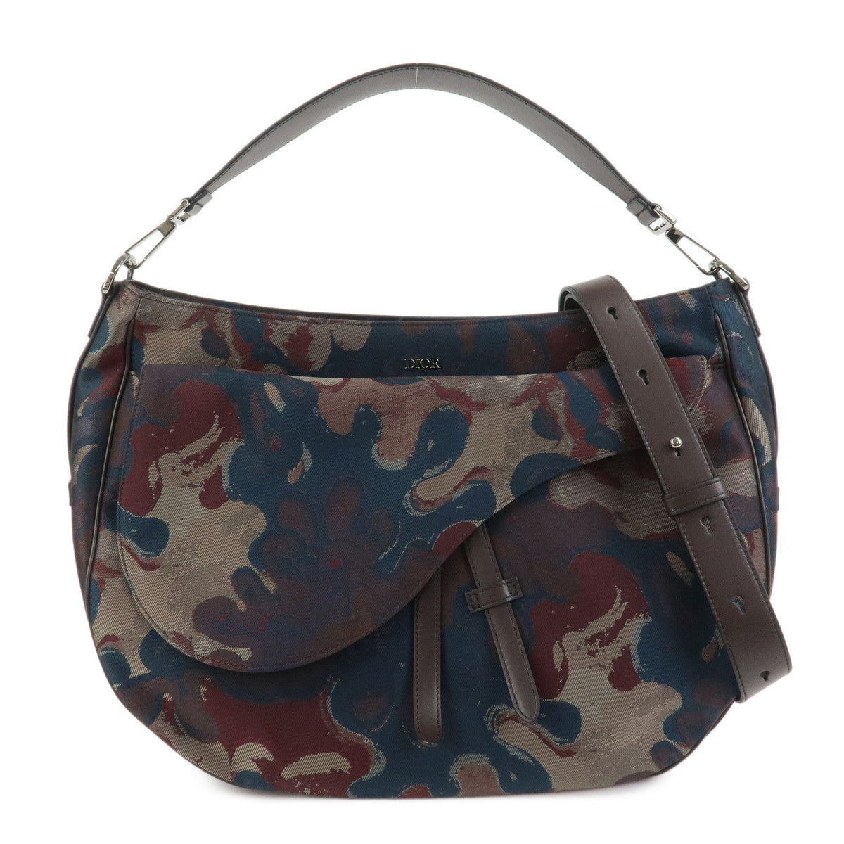 Christian Dior Canvas Leather Saddle Flap Camouflage Messenger Bag Rovelle Bags