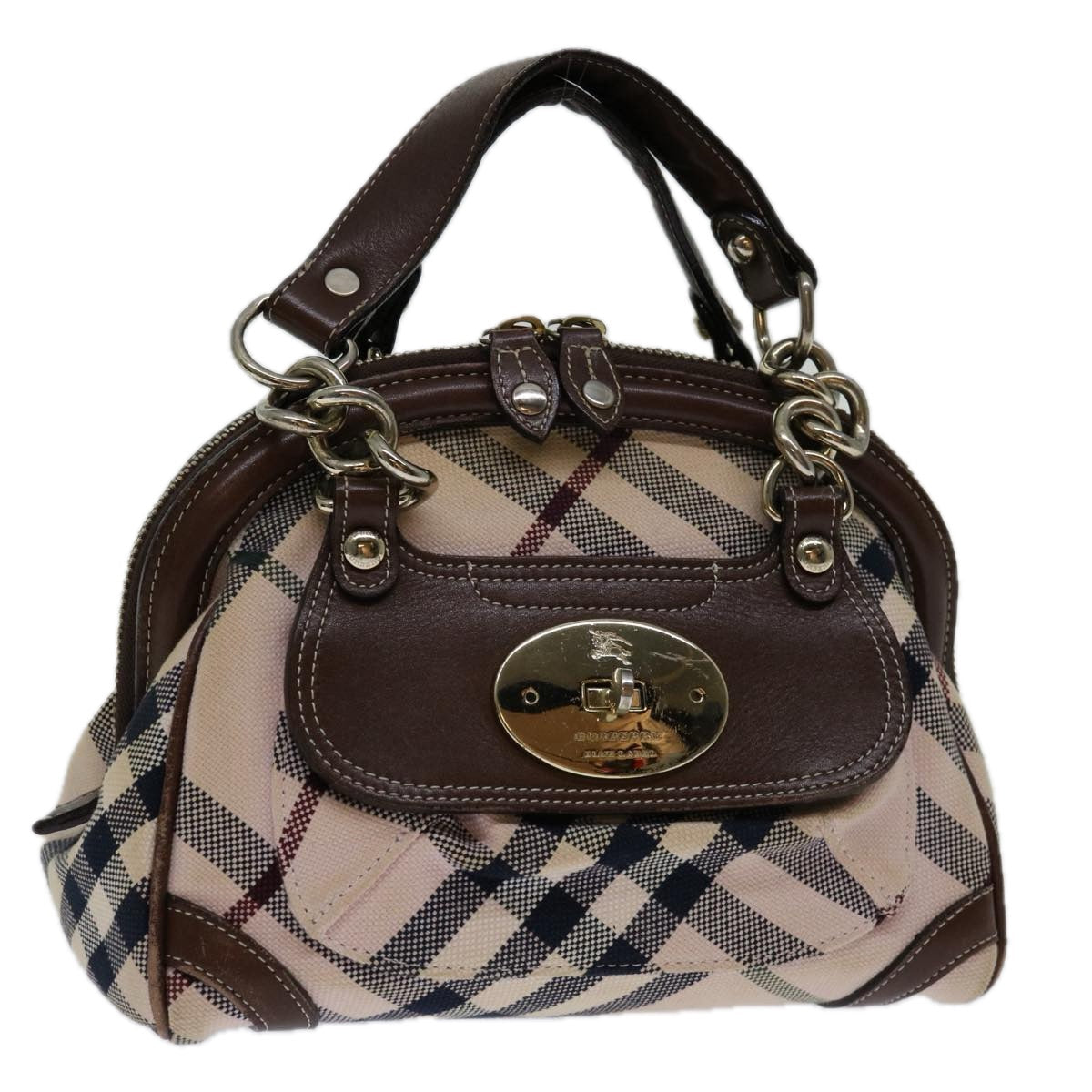Burberry Label Brand Canvas Blue Handbag Style 9