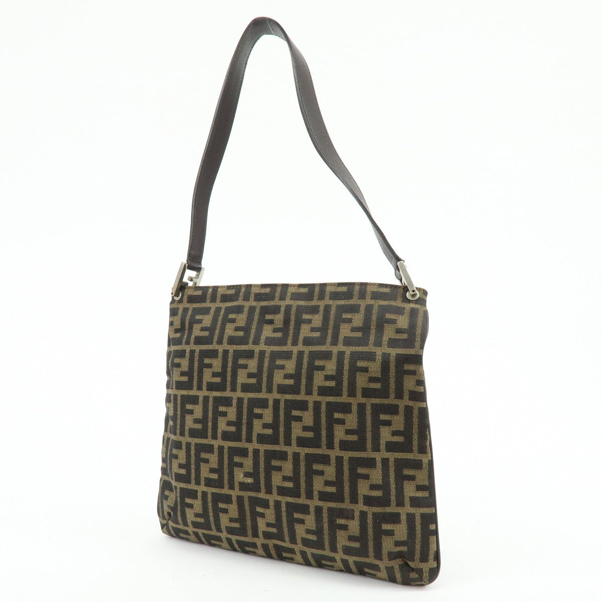 FENDI Zucca Canvas Leather Shoulder Bag Brown Black 83150820992 Rovelle Bags