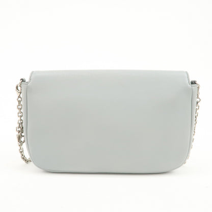 Christian Dior Leather Chain Shoulder Bag Light Blue 112-Ma-0174 Rovelle Bags