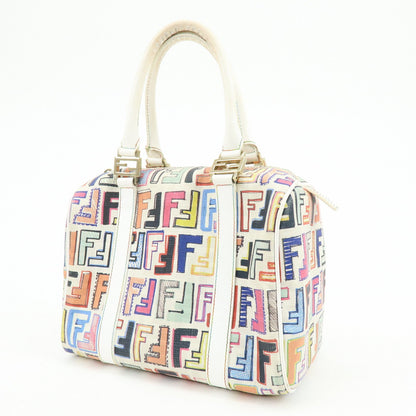 FENDI Zucca PVC Canvas Leather Boston Bag White Multicolor 8BL068 Rovelle Bags