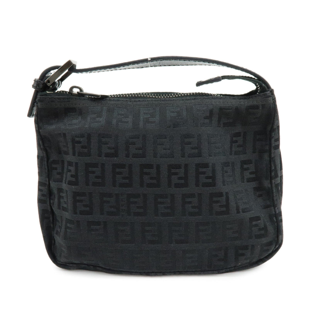 FENDI Zucchino Canvas Leather Hand Bag Pouch Black 8N0001 Rovelle Bags