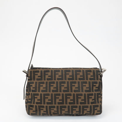 FENDI Zucca Canvas Leather Semi Shoulder Bag Black Brown 26566 Rovelle Bags