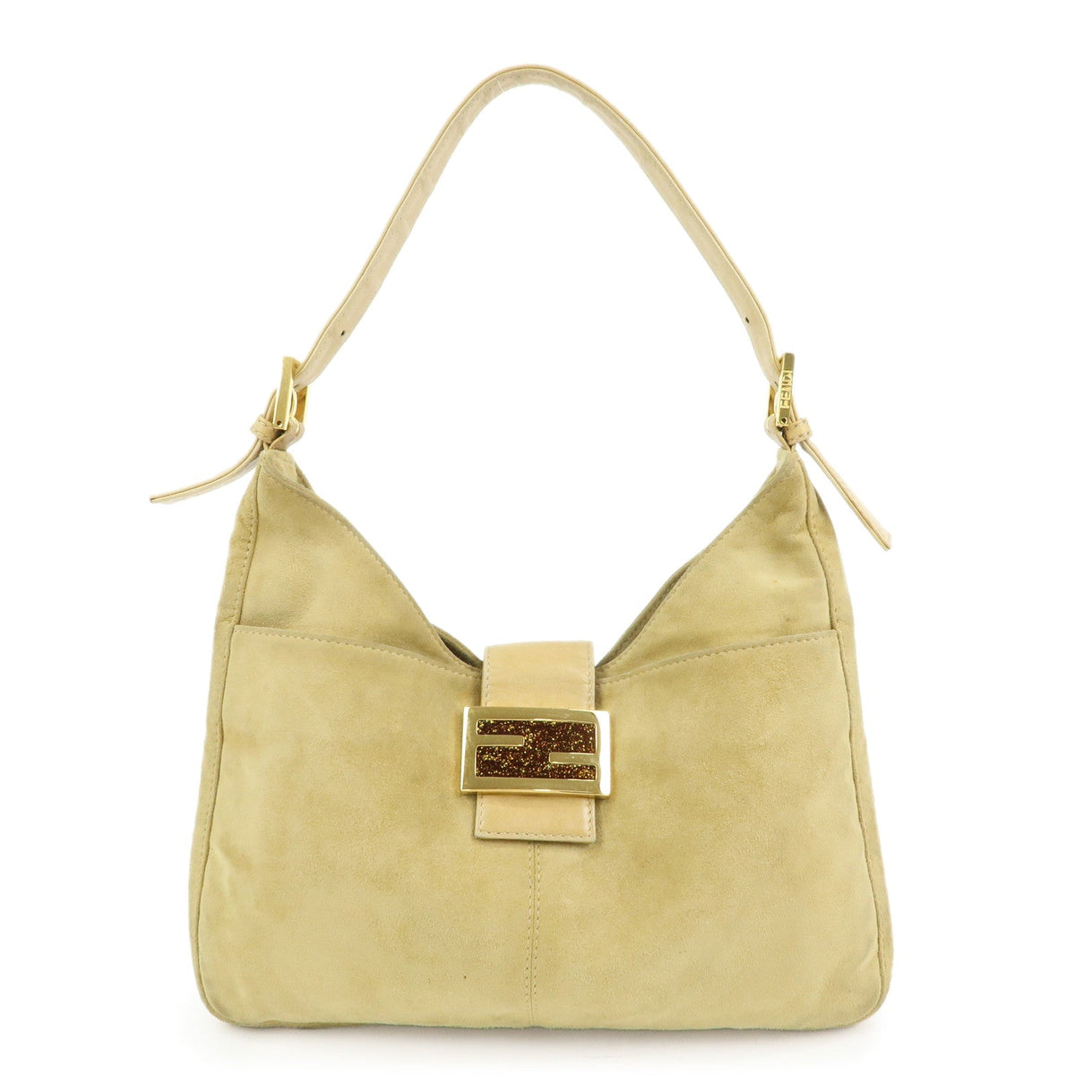FENDI Suede Leather Shoulder Bag Hand Bag Yellow Beige 26569 Rovelle Bags