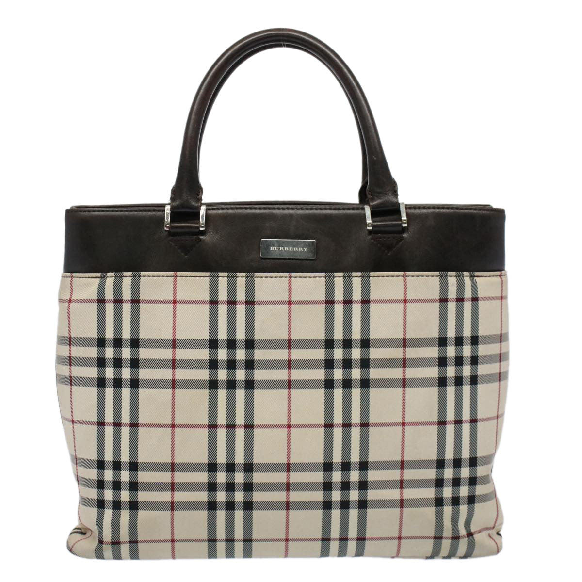 Burberry Link Brand Check White Tote Bag