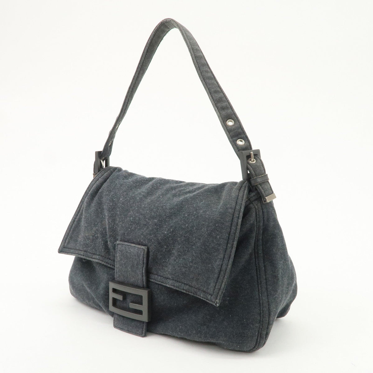 FENDI Mamma Baguette Zucca Cotton Shoulder Bag Gray 26325 Rovelle Bags