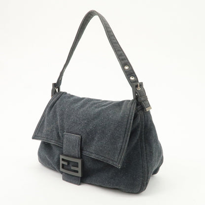 FENDI Mamma Baguette Zucca Cotton Shoulder Bag Gray 26325 Rovelle Bags