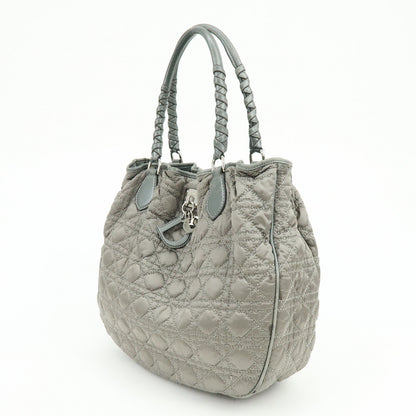 Christian Dior Cannage Nylon Leather Tote Bag Shoulder Bag Gray Rovelle Bags