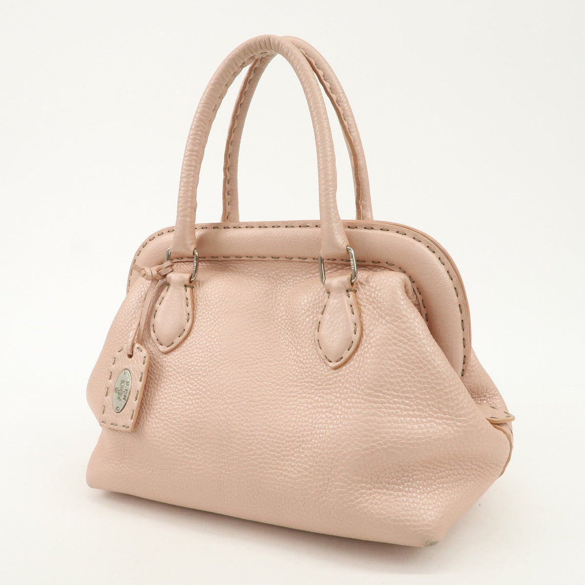 FENDI Selleria Leather Boston Bag Hand Bag Pink 8BN127 Rovelle Bags