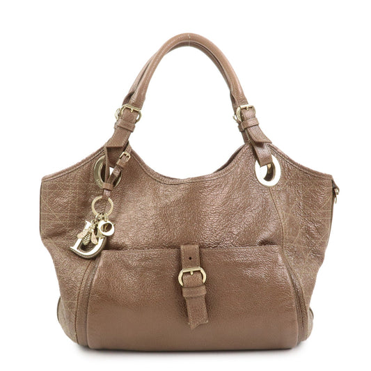 Christian Dior Lady Dior Leather Tote Bag Shoulder Bag Brown Rovelle Bags