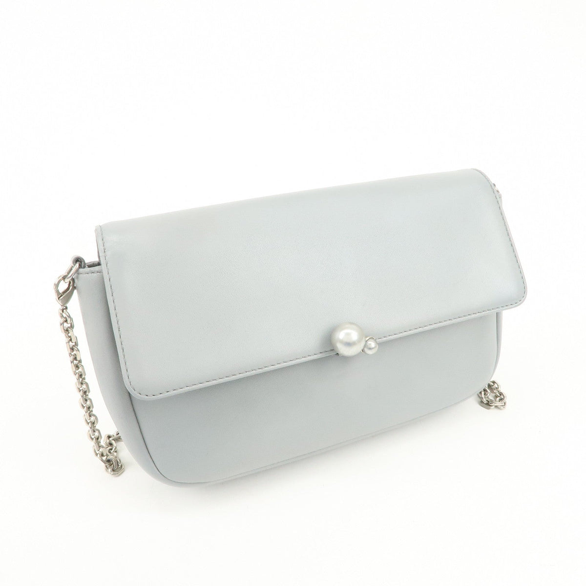 Christian Dior Leather Chain Shoulder Bag Light Blue 112-Ma-0174 Rovelle Bags