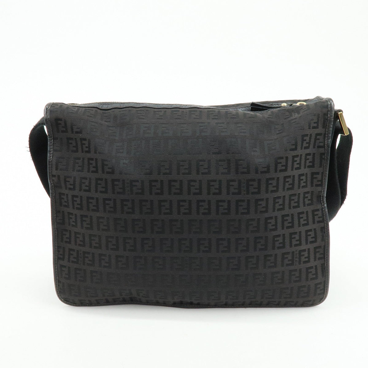 FENDI Zucchino Canvas Leather Shoulder Bag Dark Brown 8BT090 Rovelle Bags