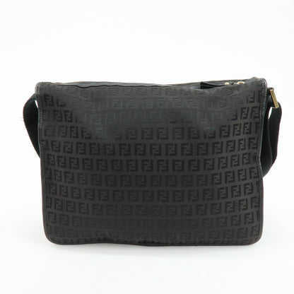 FENDI Zucchino Canvas Leather Shoulder Bag Dark Brown 8BT090 Rovelle Bags