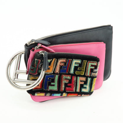 FENDI Zuccca F is FENDI Leather Velvet Triplette Clutch Bag 8BS001 Rovelle Bags