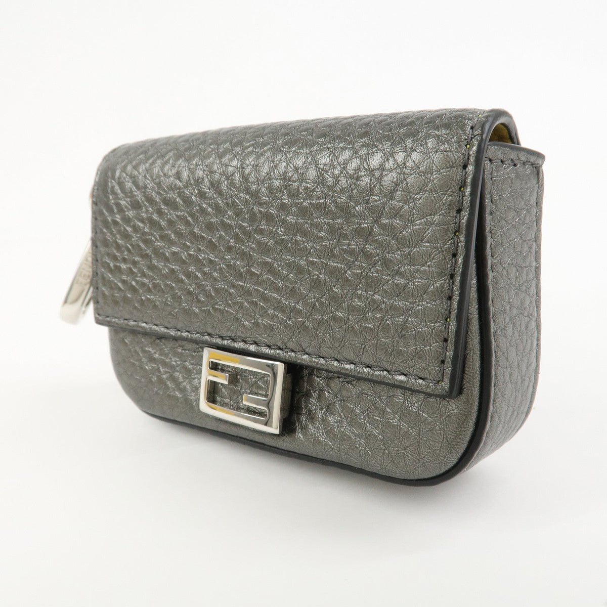 FENDI Nano Baguette Calf Leather Bag Charm Key Chain Silver 7AR809 Rovelle Bags