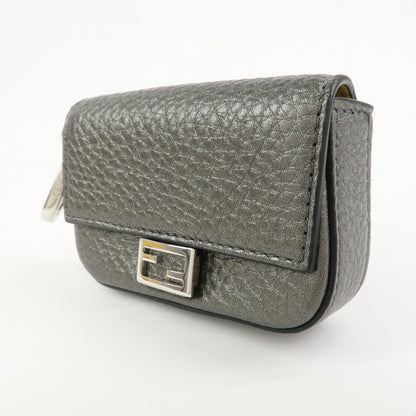 FENDI Nano Baguette Calf Leather Bag Charm Key Chain Silver 7AR809 Rovelle Bags
