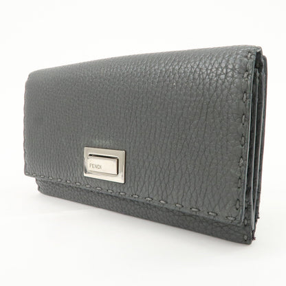 FENDI Selleria Leather Peekaboo Bi-Fold Long Wallet Gray 8M0308 Rovelle Bags