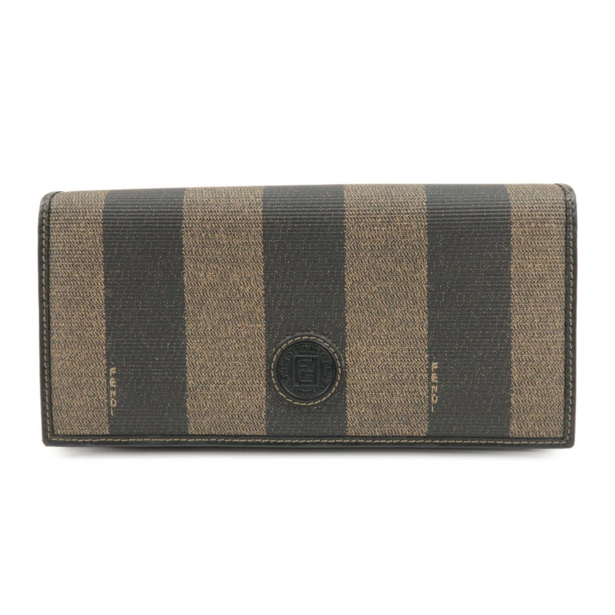 FENDI Pequin PVC Canvas Long Wallet Black Brown T20615 Rovelle Bags