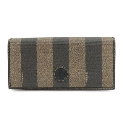 FENDI Pequin PVC Canvas Long Wallet Black Brown T20615 Rovelle Bags