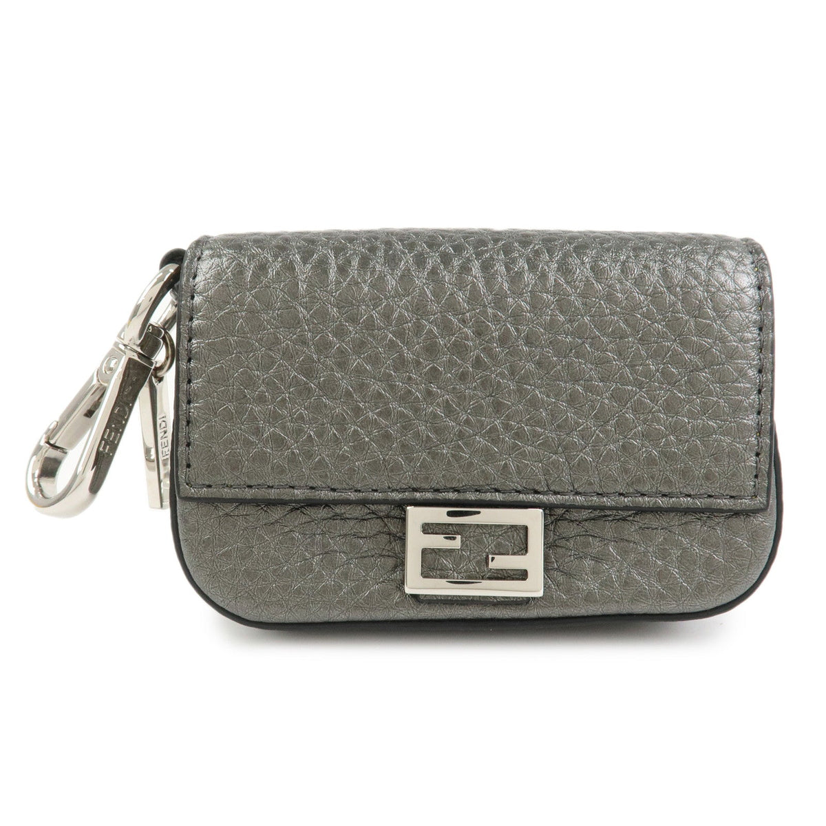 FENDI Nano Baguette Calf Leather Bag Charm Key Chain Silver 7AR809 Rovelle Bags