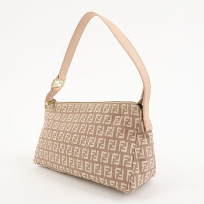 FENDI Zucchino Canvas Leather Shoulder Hand Bag Pink Beige 8BR444 Rovelle Bags