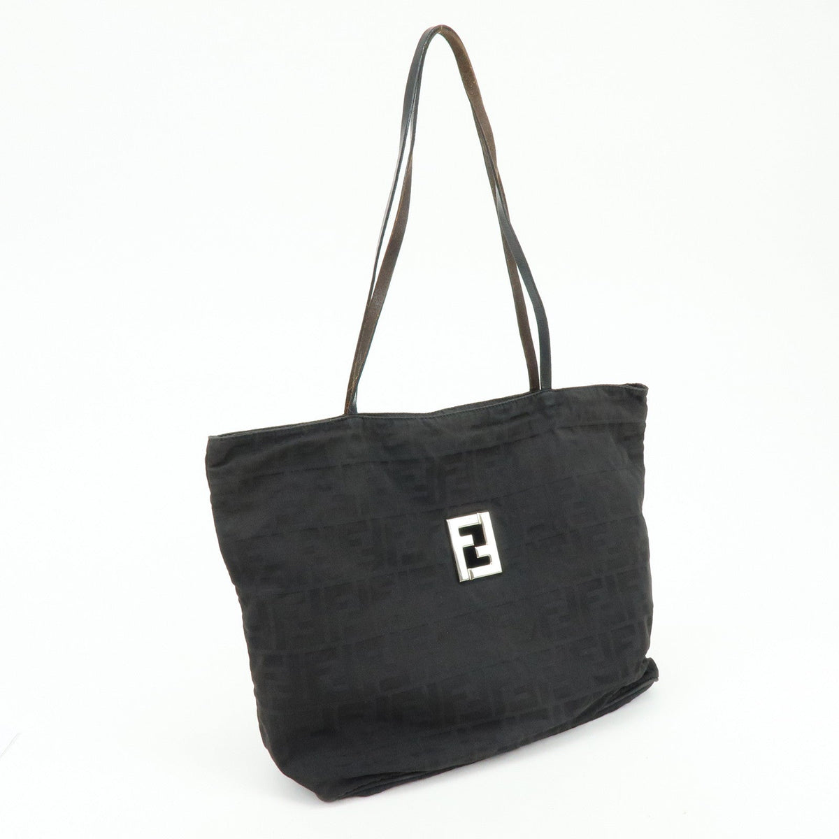 FENDI Zucca Canvas Leather Tote Bag Shoulder Bag Black 15785 Rovelle Bags
