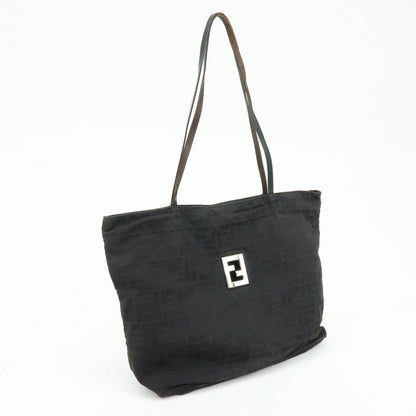 FENDI Zucca Canvas Leather Tote Bag Shoulder Bag Black 15785 Rovelle Bags
