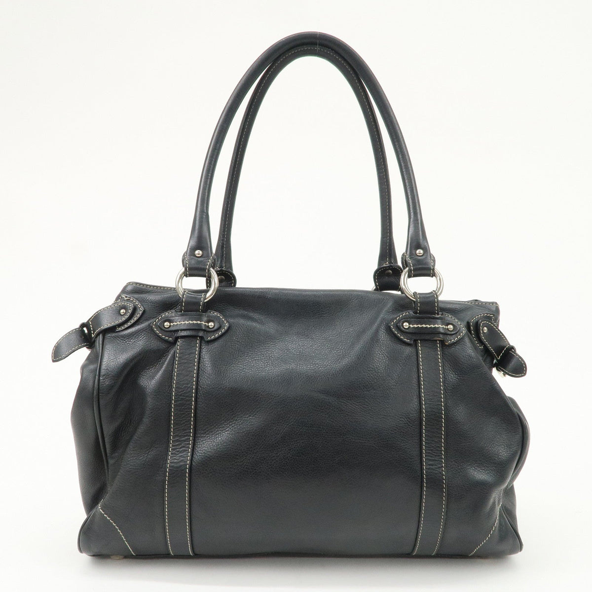 Christian Dior Leather Shoulder Bag Hand Bag Black Silver Hdw Rovelle Bags