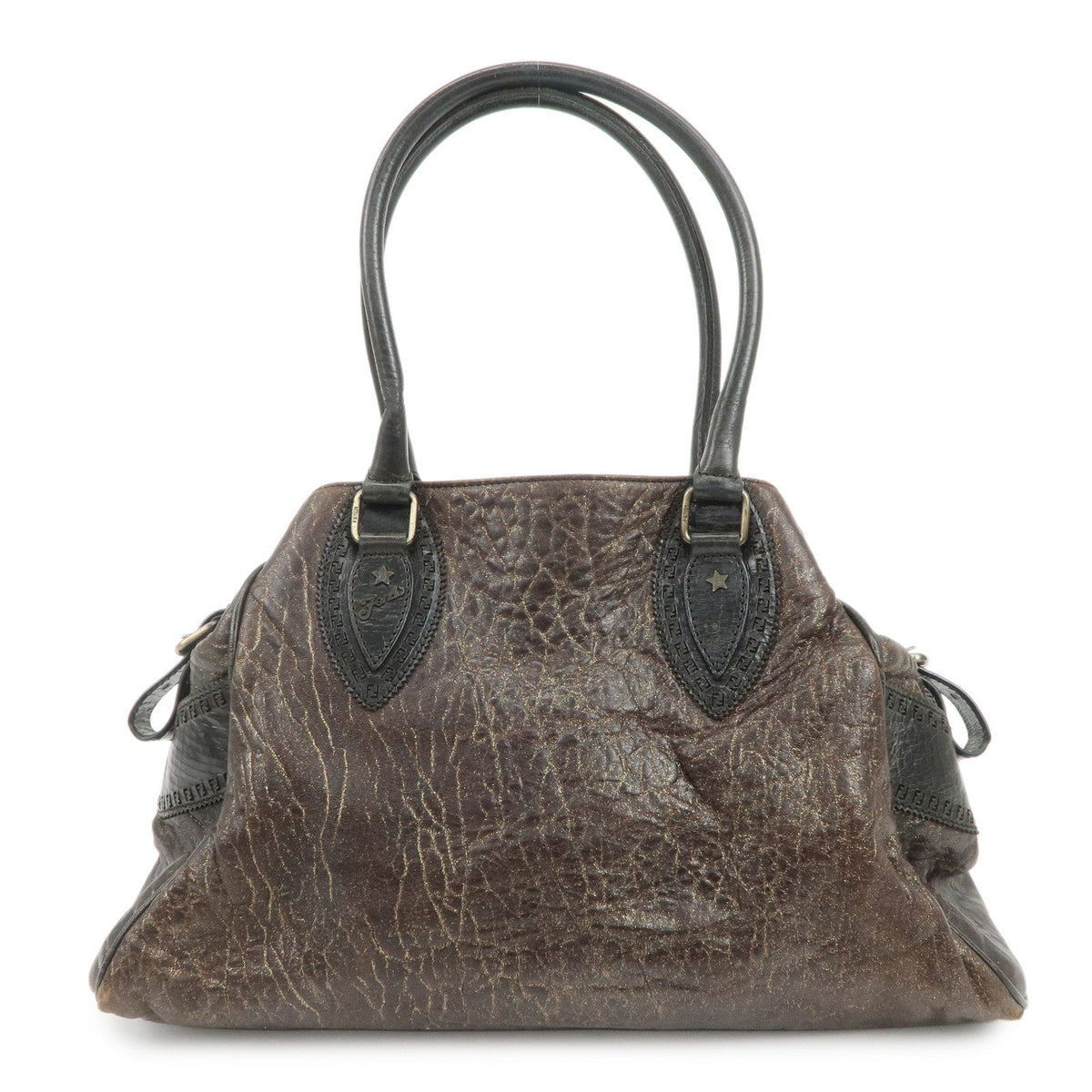 FENDI Etnico Leather Tote Bag Shoulder Bag Hand Bag Brown 8BN162 Rovelle Bags