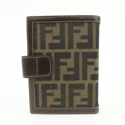 FENDI Zucca Canvas Leather Agenda Planner Cover Brown Black 30153 Rovelle Bags