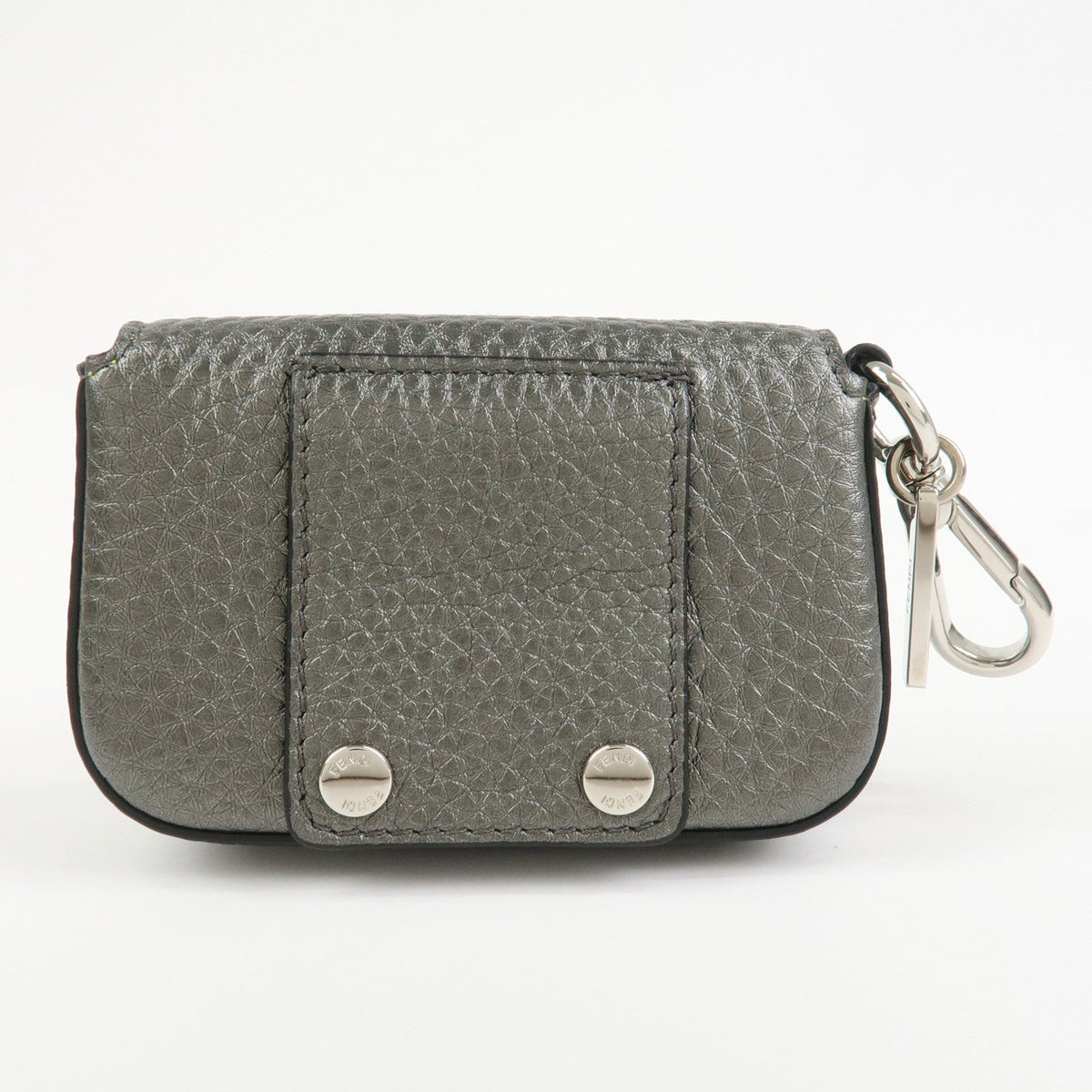 FENDI Nano Baguette Calf Leather Bag Charm Key Chain Silver 7AR809 Rovelle Bags