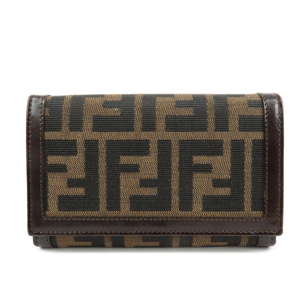FENDI Zucca Canvas Leather Tri-fold Wallet Brown Black 31052 Rovelle Bags