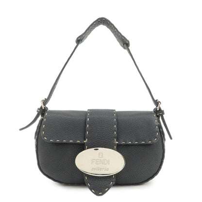 FENDI Seleria Leather Hand Bag Shoulder Bag Black 8BR430 Rovelle Bags