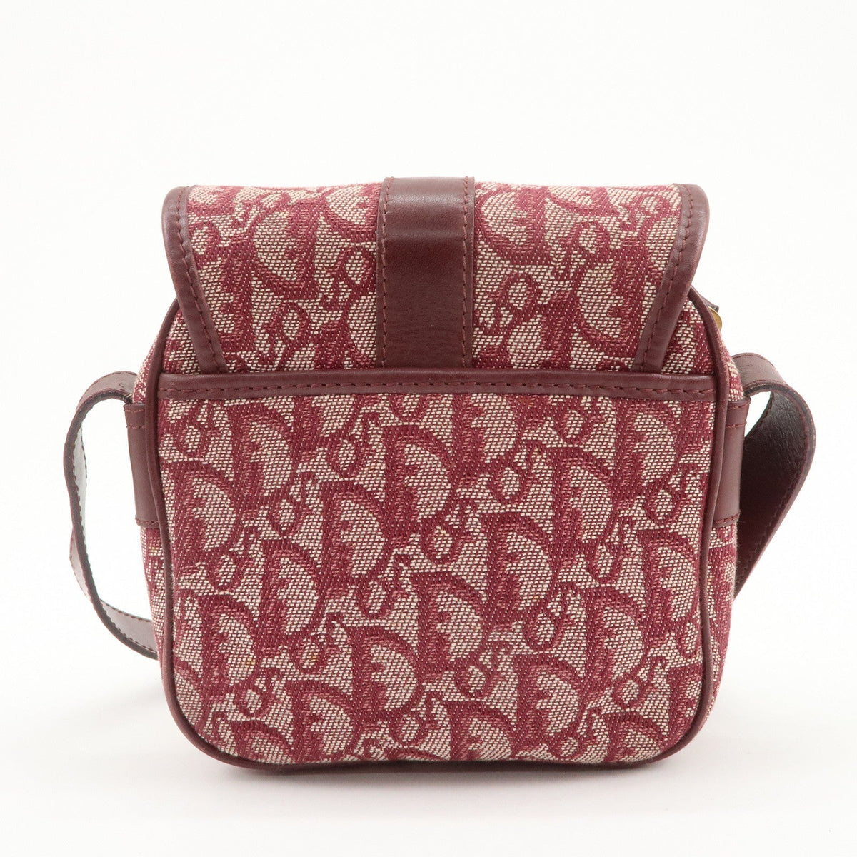 Christian Dior Trotter Jacquard Leather Shoulder Bag Burgundy Rovelle Bags