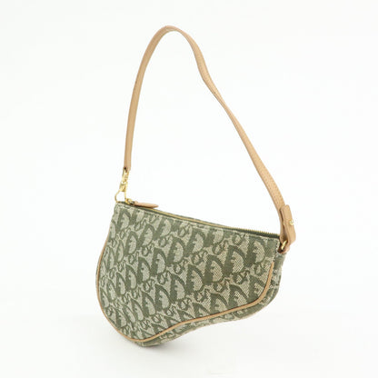 Christian Dior Saddle Trotter Jacquard Leather Hand Bag Green Rovelle Bags