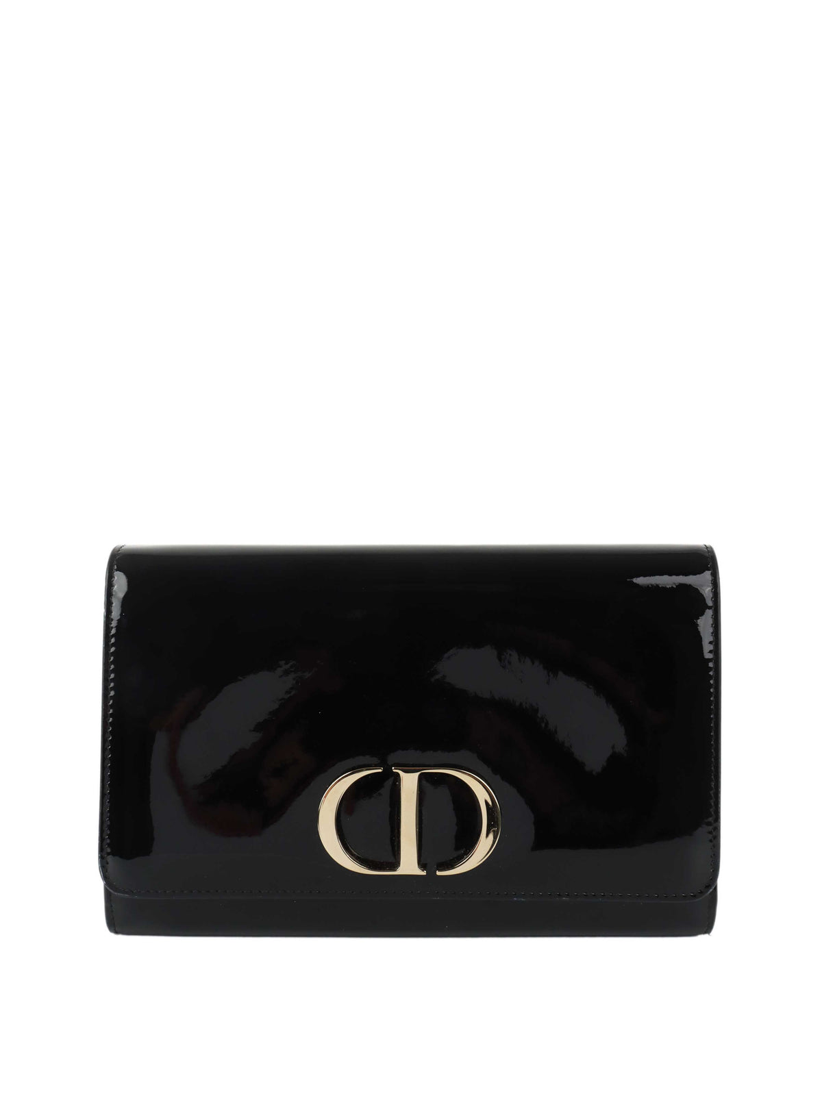 Dior Black Patent Leather 30 Montaigne Chain Clutch Rovelle Bags