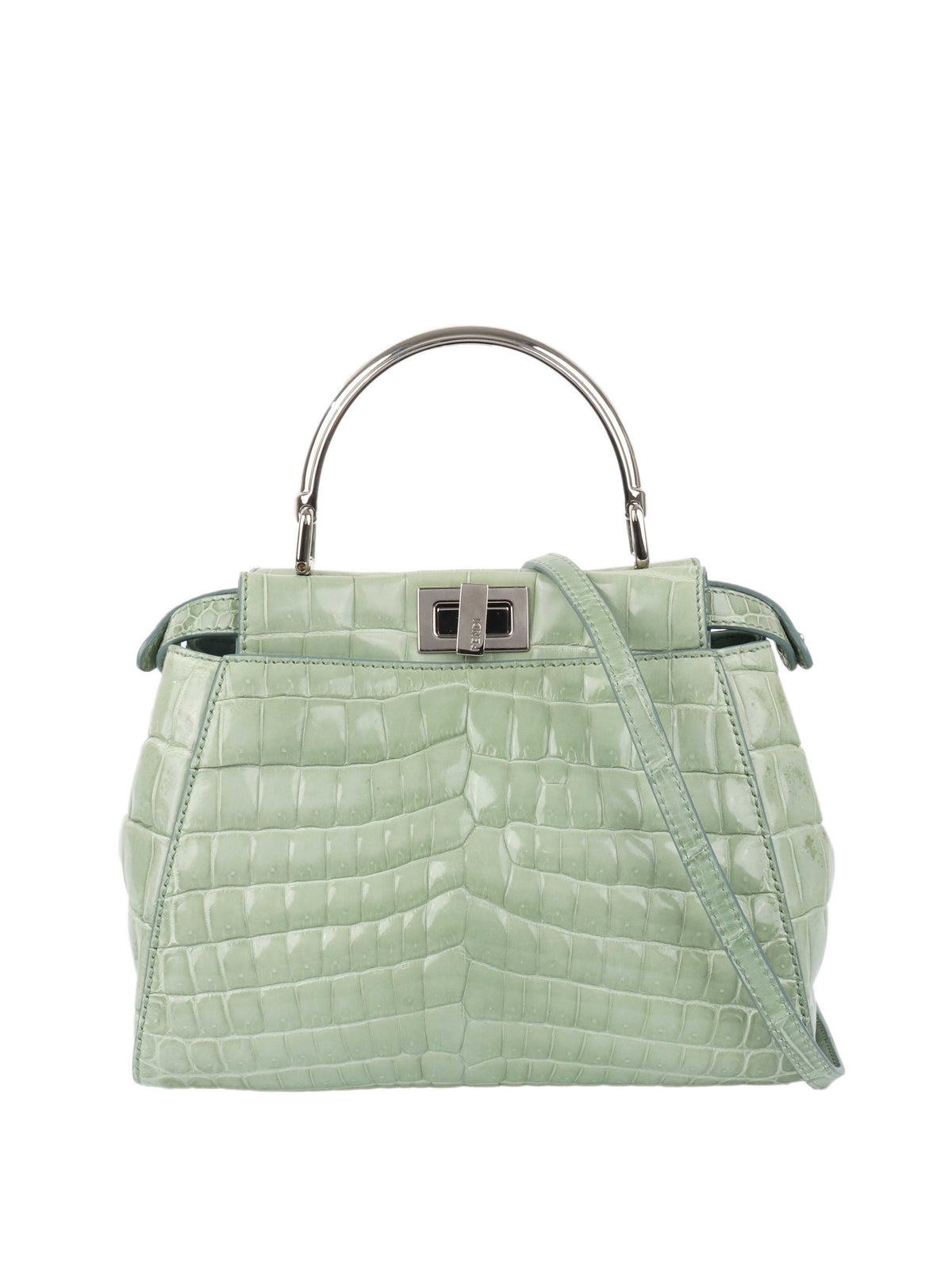 Fendi Peekaboo Crocodile Mini Mint Green Rovelle Bags