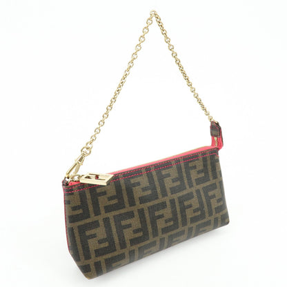 FENDI Zucca Print PVC Chain Accessory Pouch Hand Bag Pink 8BR592 Rovelle Bags
