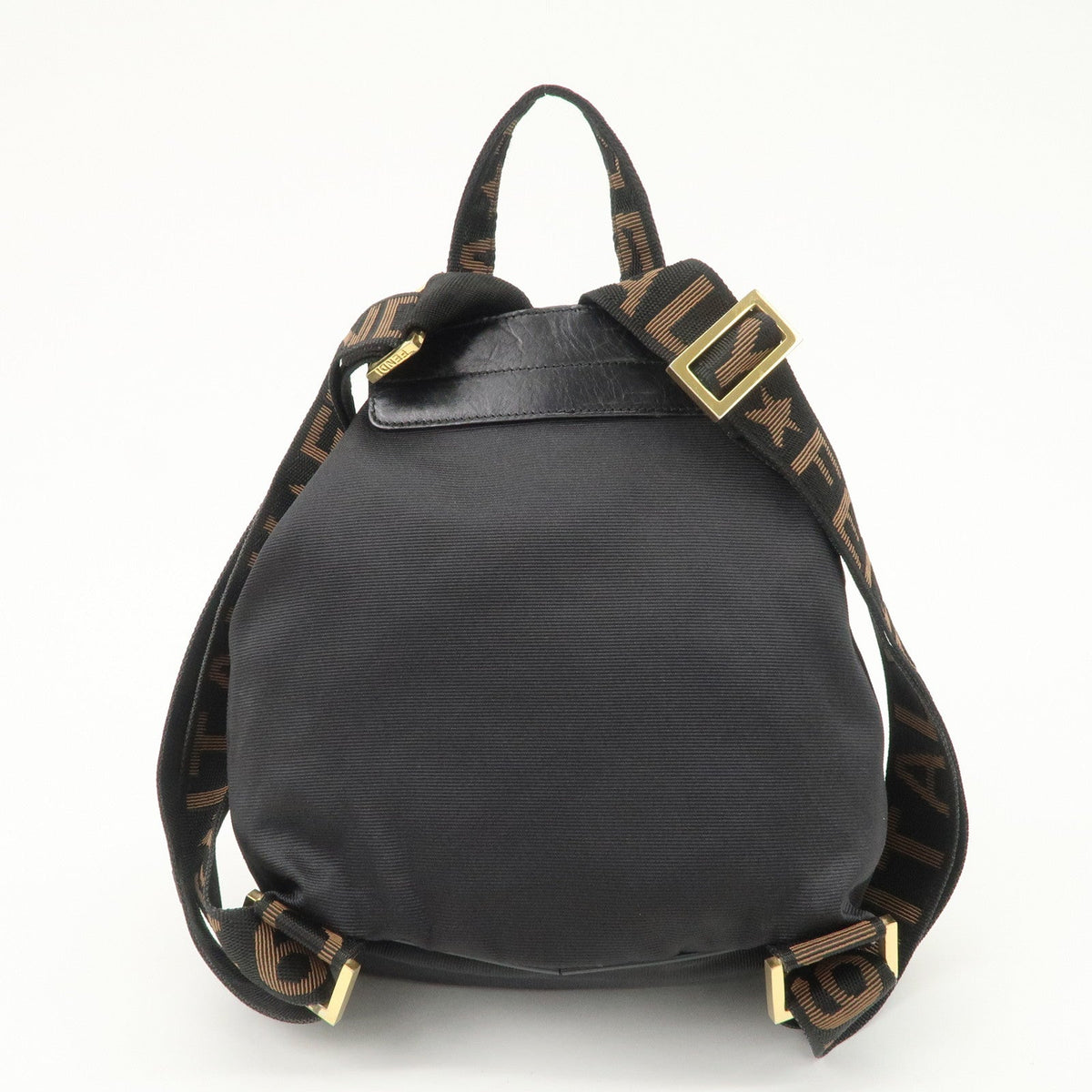 FENDI Nylon Leather Back Pack Black Gold Hardware 263390 Rovelle Bags