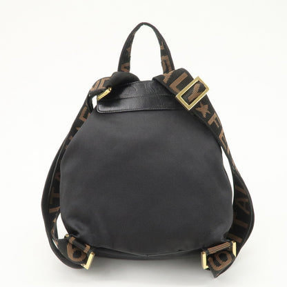 FENDI Nylon Leather Back Pack Black Gold Hardware 263390 Rovelle Bags