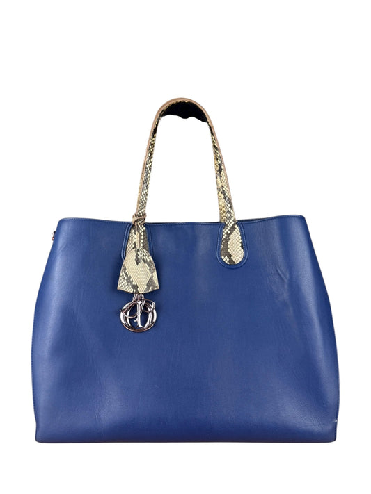 Christian Dior Python Trimmed Blue Addict Tote Rovelle Bags
