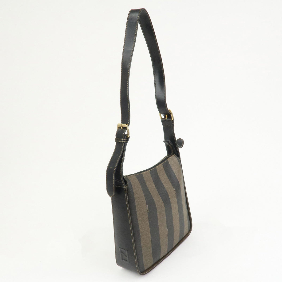 FENDI Pequin PVC Shoulder Bag Crossbody Bag Black 211 256510058 Rovelle Bags