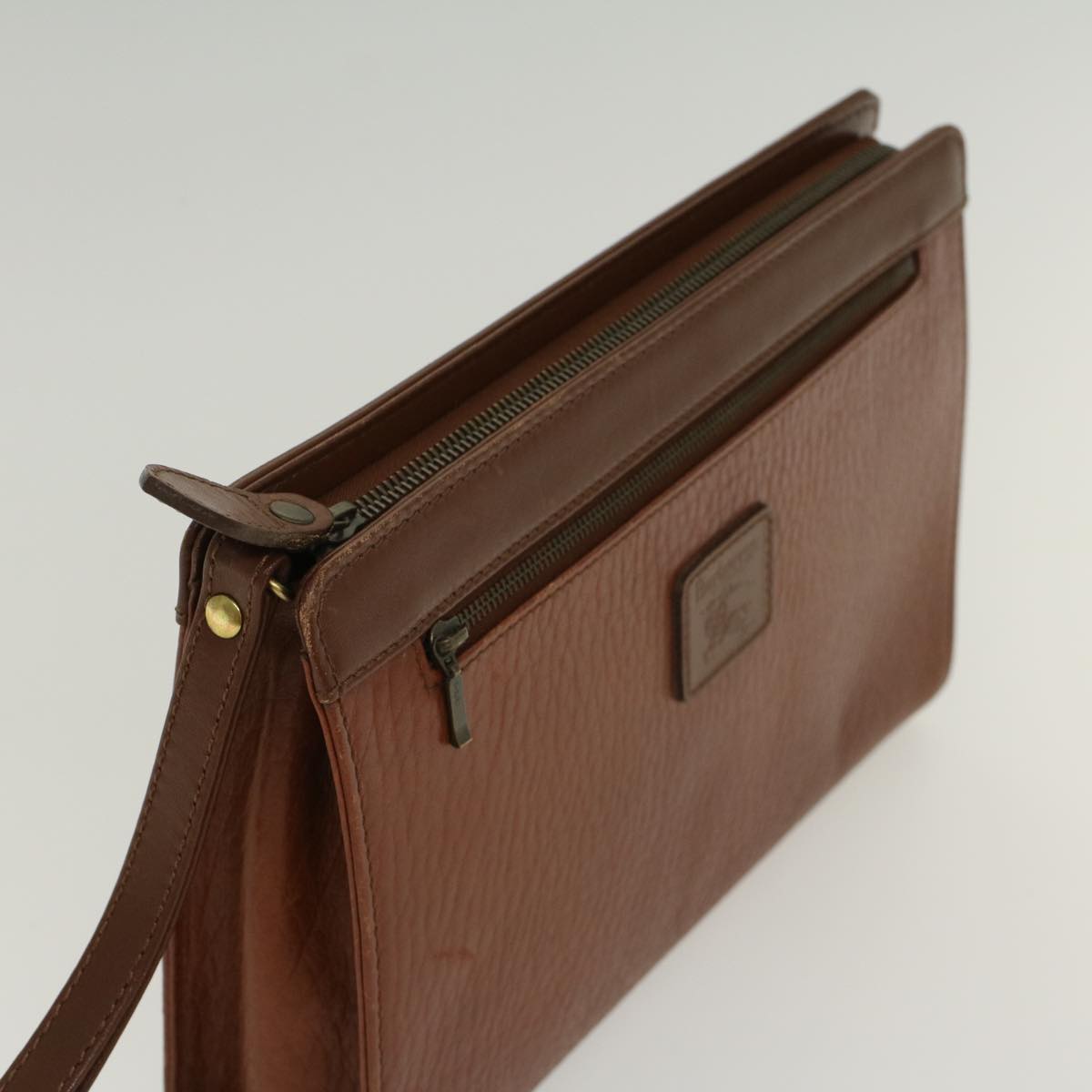 Burberry Brand Leather Brown Clutch Bag Style 6