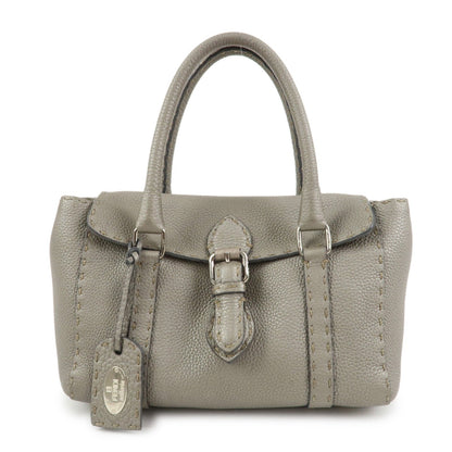FENDI Seleria Leather Mini Linda Hand Bag Gray 8BR486 Rovelle Bags