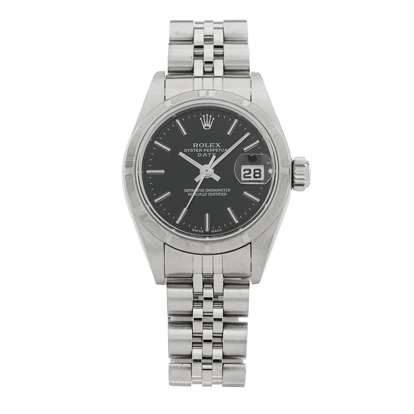 Stainless Steel 26mm Oyster Perpetual Date Watch Black 79190