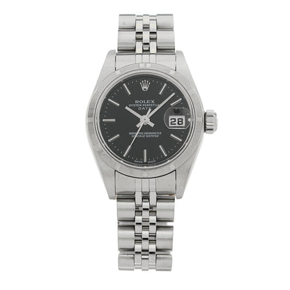 Stainless Steel 26mm Oyster Perpetual Date Watch Black 79190
