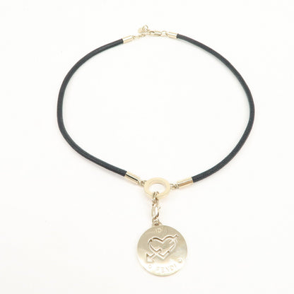 FENDI Logo Metal Necklace Silver Black Rovelle Bags